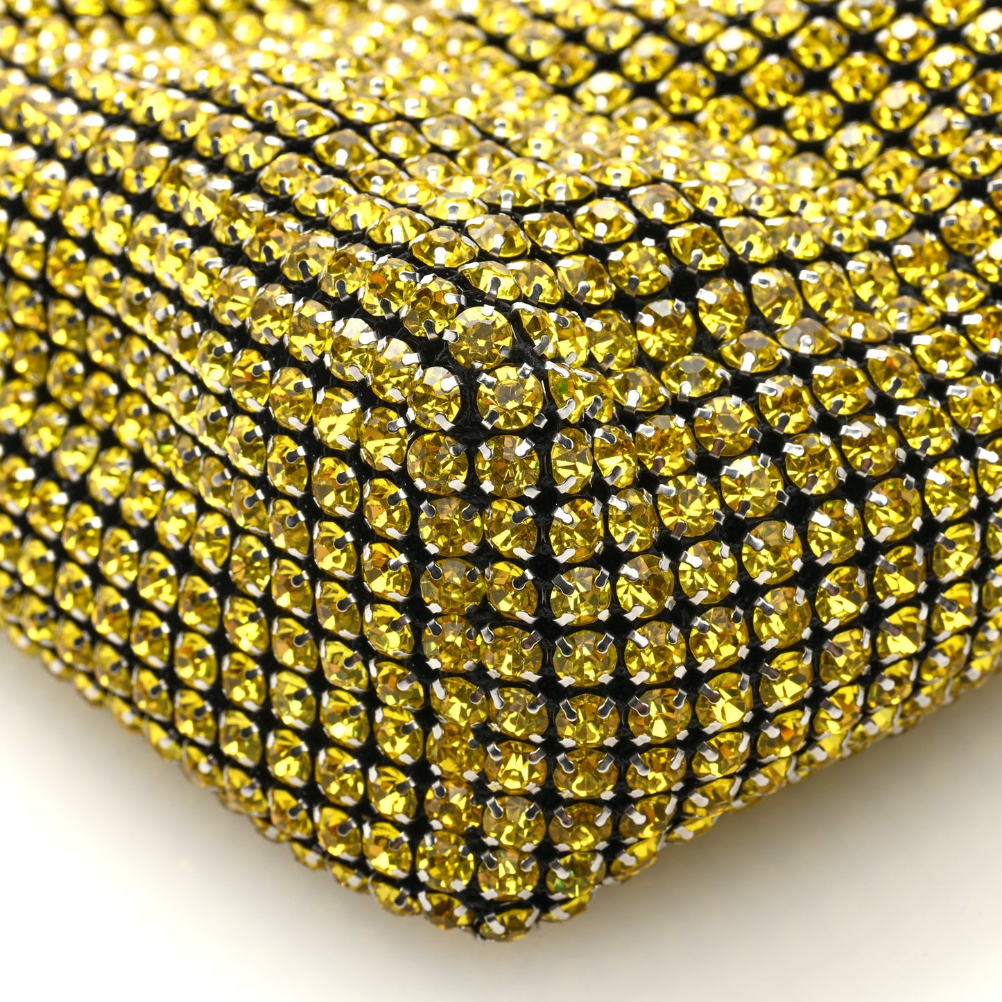 Mesh Crystal Rhinestone Mini Heiress Pouch Lemon