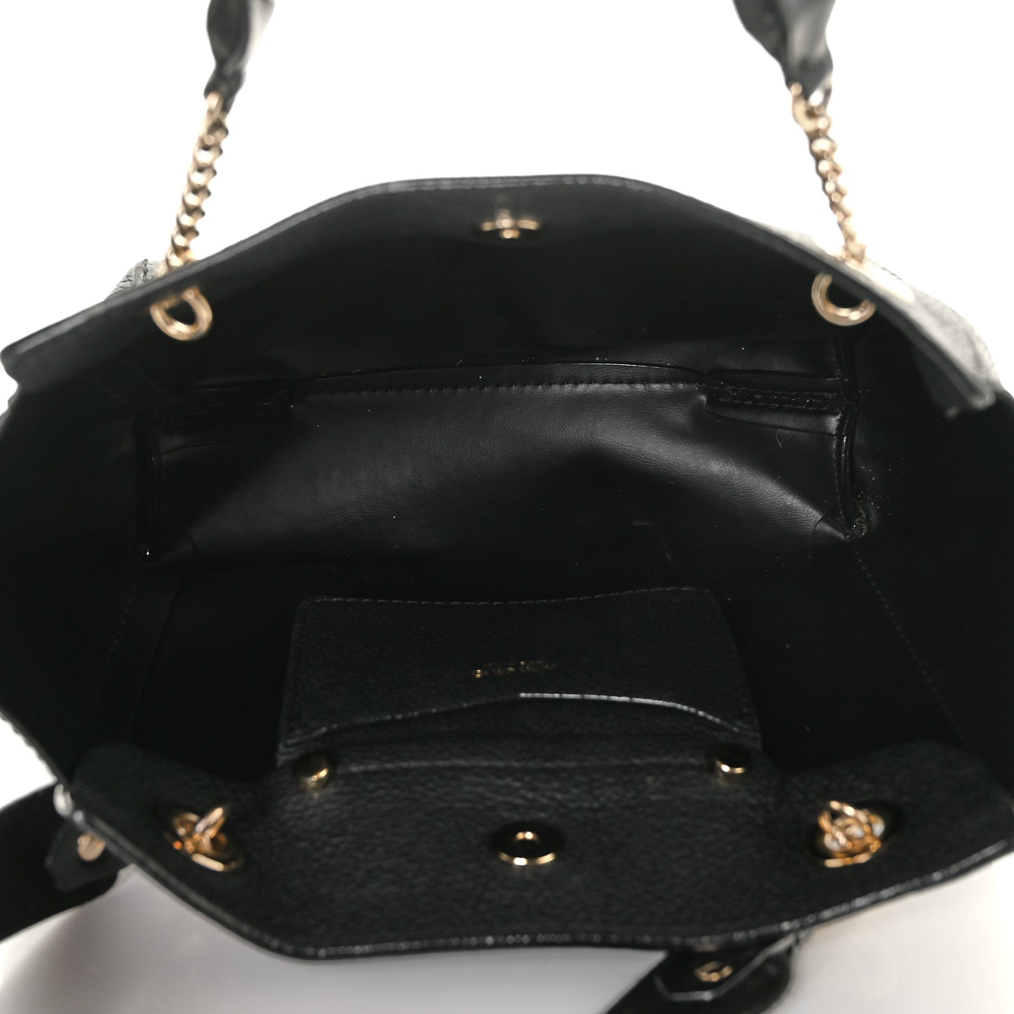 Grained Calfskin Logo Strap Tote Black