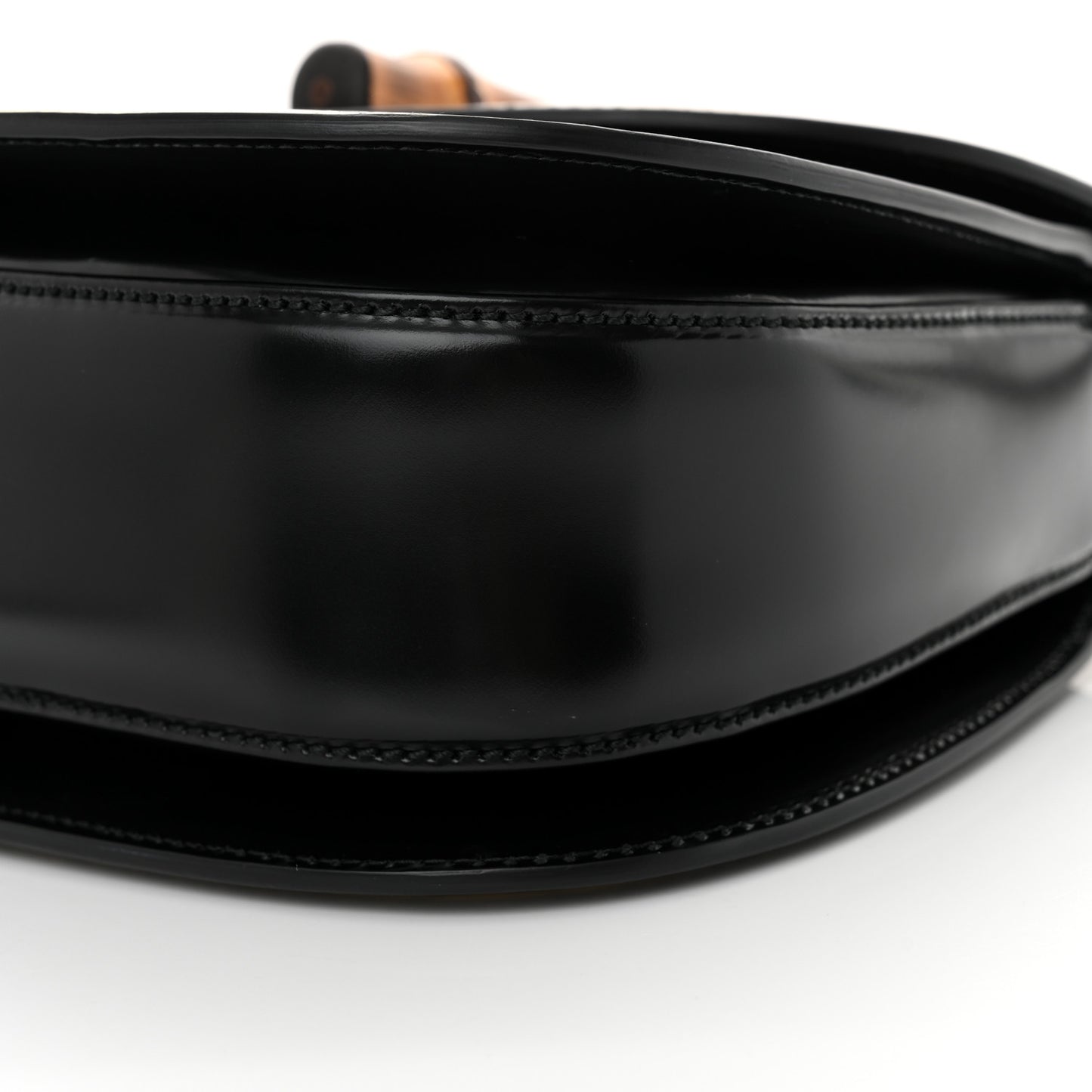 Calfskin Frame Print Bamboo Top Handle Bag Black