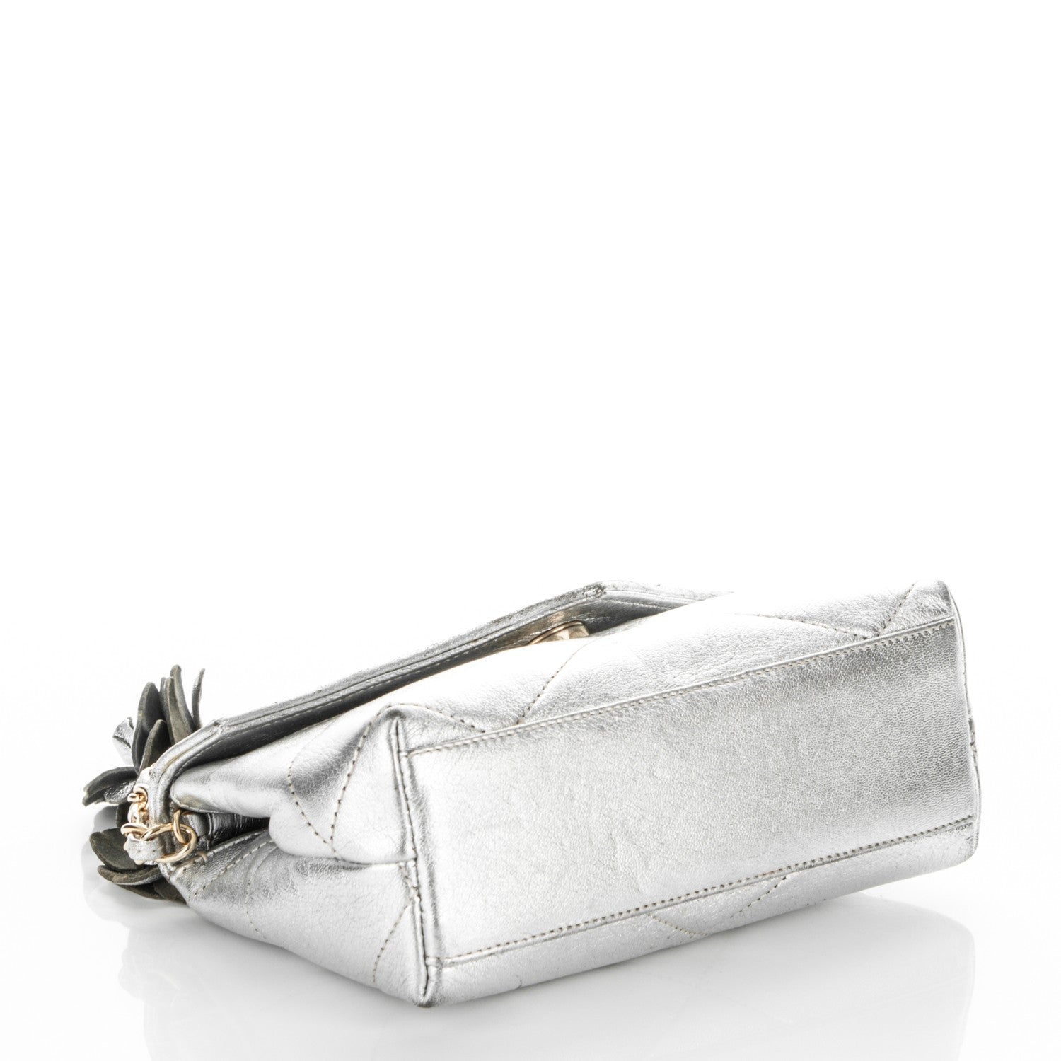 Chanel Metallic Lambskin Quilted Camellia Small Flap Silver 4 of 6