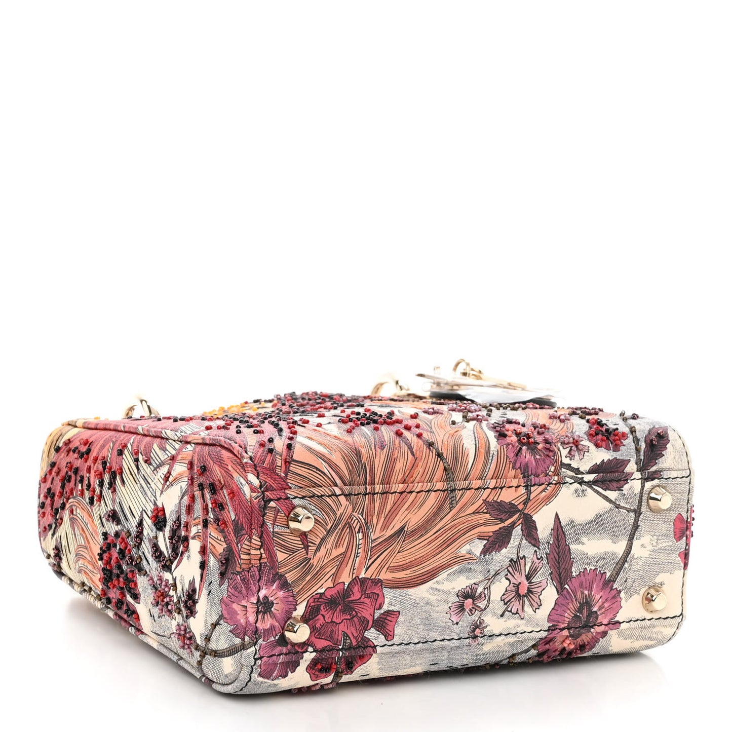 Embroidered Phoenix Mini Lady Dior Red Multicolor