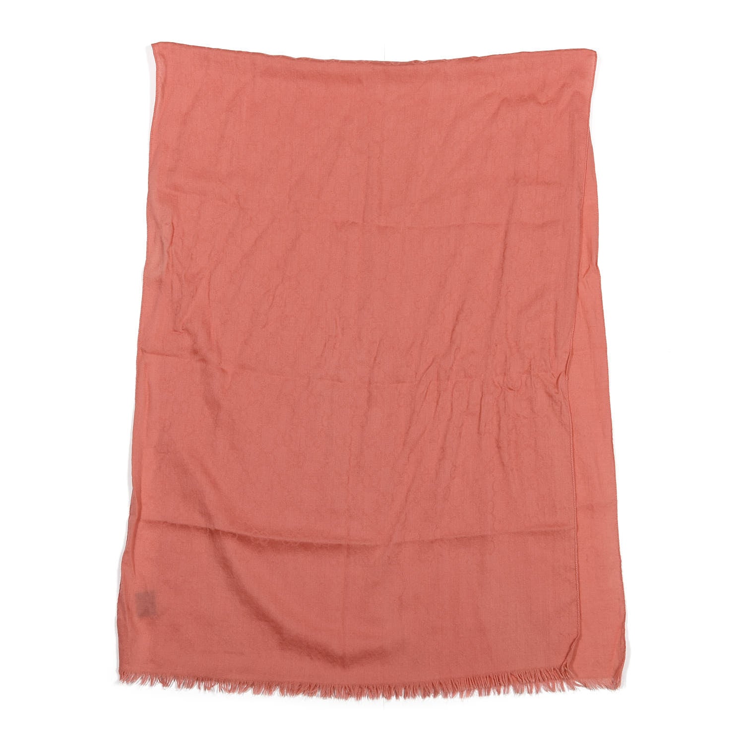 Gucci Wool Silk Fringe Monogram Shawl Scarf Pink 1 of 2