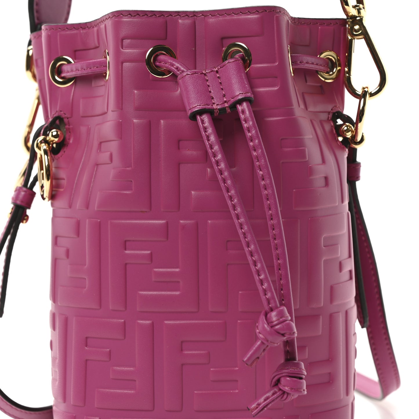 Vitello Liberty F is Fendi FF 1974 Embossed Mini Mon Tresor Bucket Bag Ciclamino Pilar