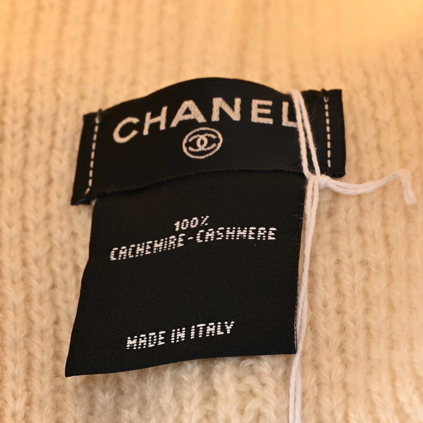 Wool Cashmere CC Beanie Hat Ivory Black