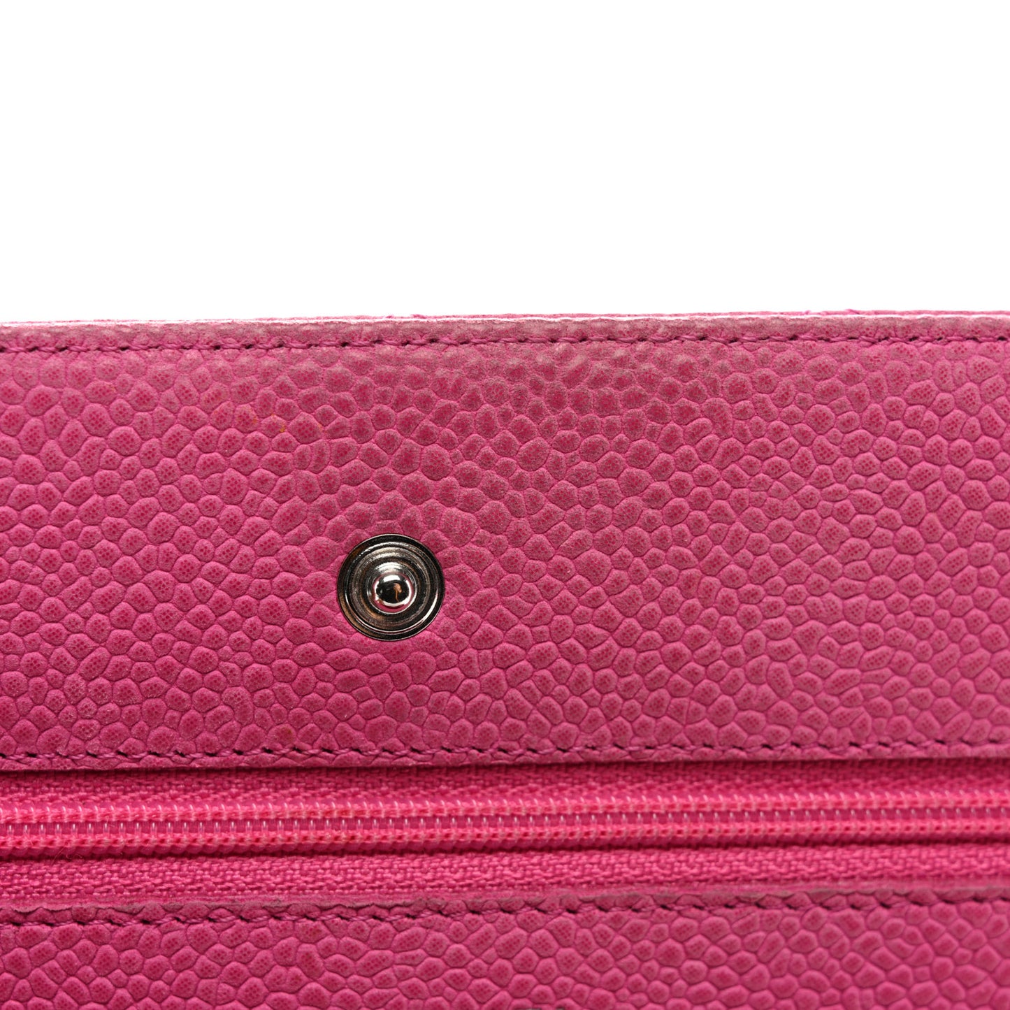 Iridescent Caviar Quilted Wallet on Chain WOC Pink