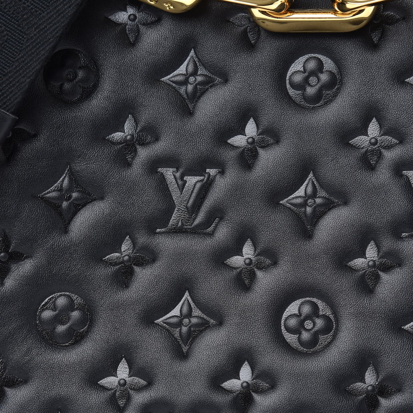 Lambskin Embossed Monogram Coussin MM Black
