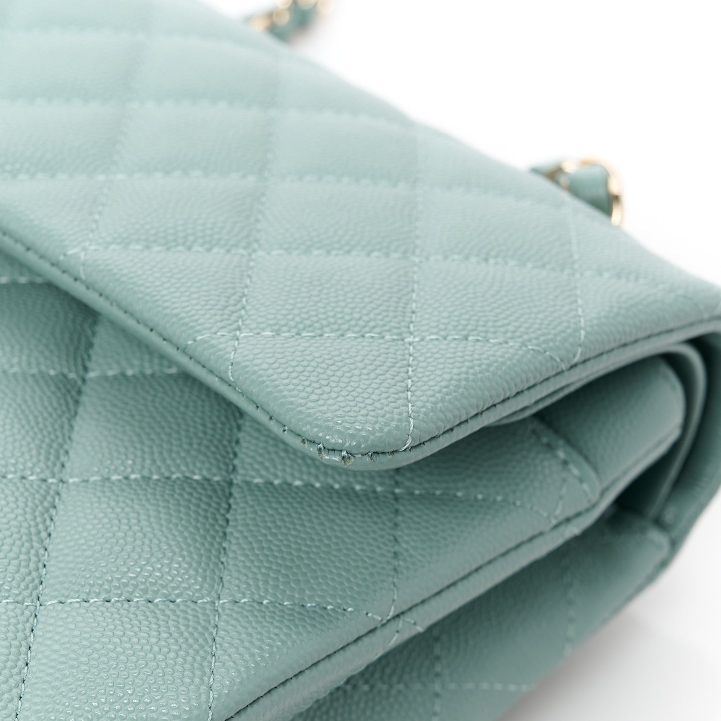 Caviar Quilted Medium Double Flap Dark Green