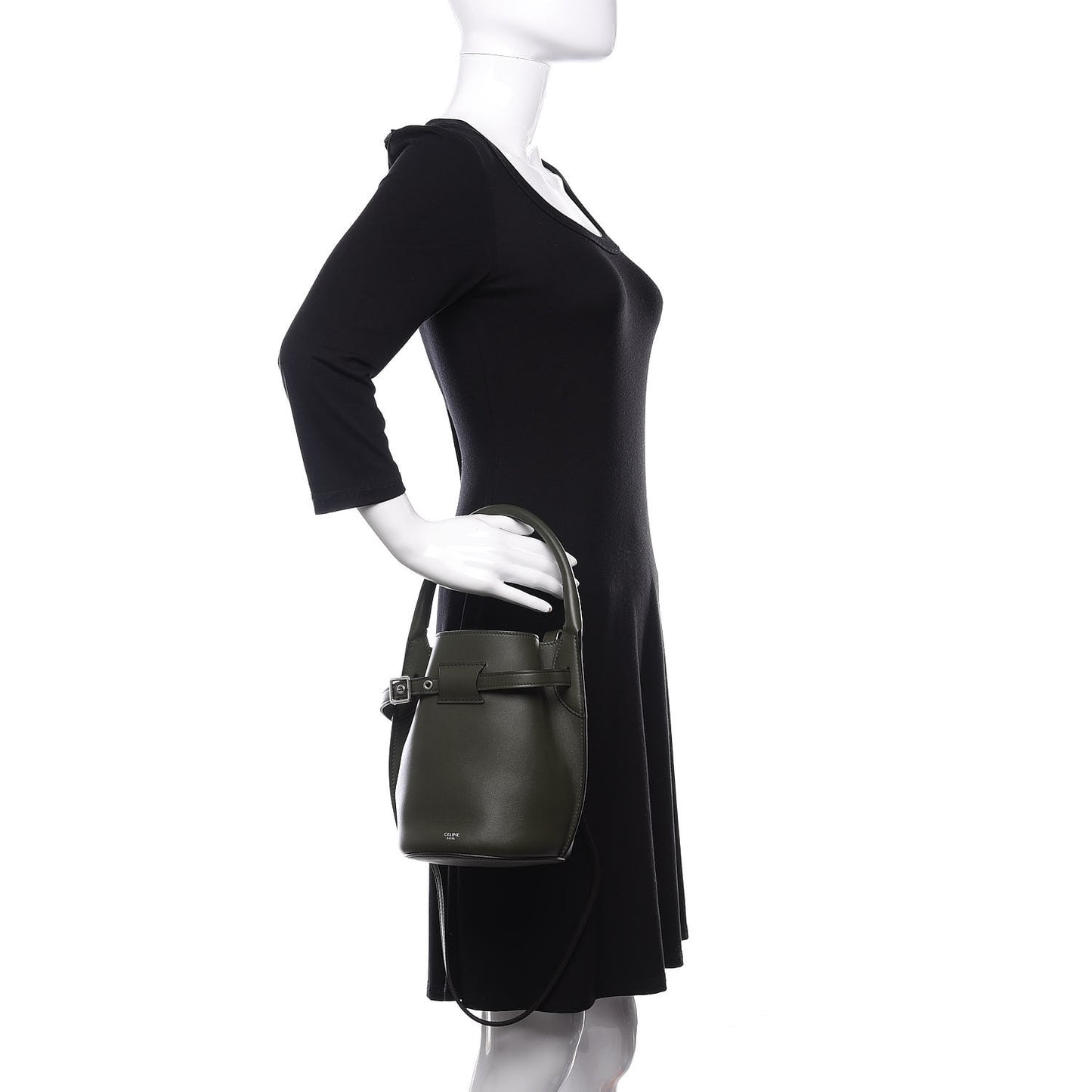 Smooth Calfskin Nano Big Bag Bucket Army Green