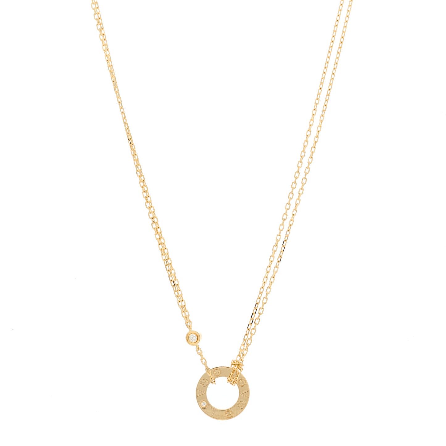 18K Yellow Gold 2 Diamond LOVE Necklace