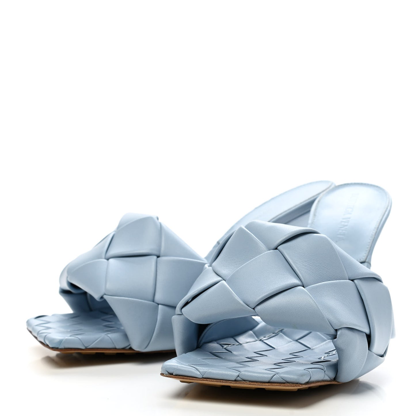 Nappa Maxi Intrecciato Lido Mule Sandals 37.5 Ice