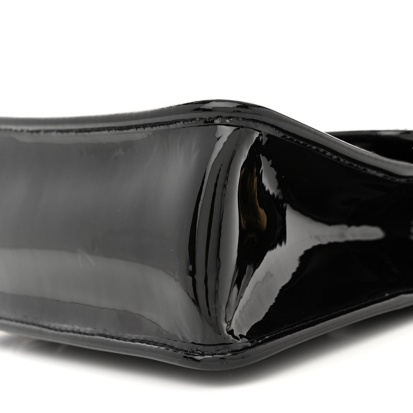 Patent Quilted Mini Graphic Catch Flap Black