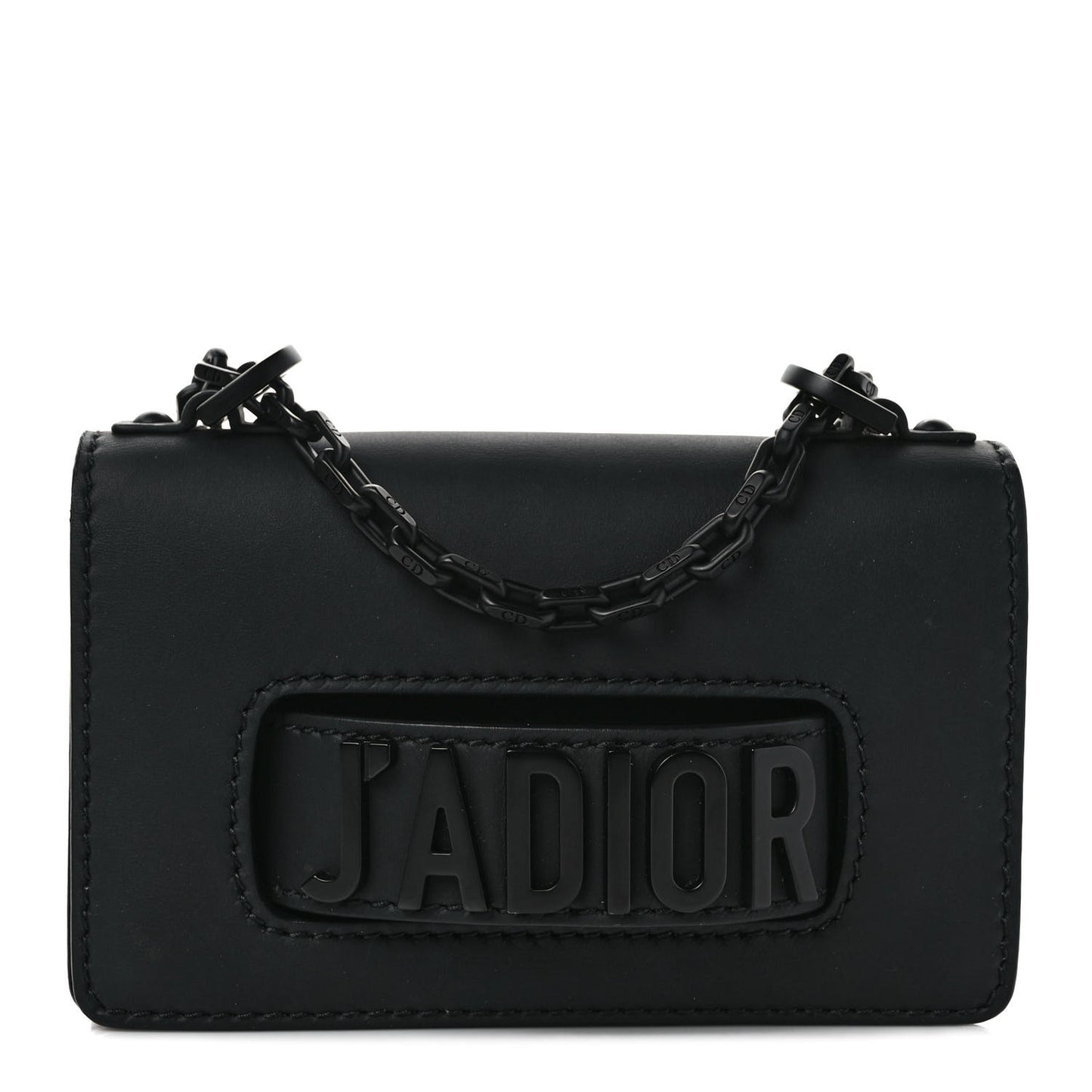 Ultra Matte Calfskin Mini J'Adior Chain Flap Bag Black