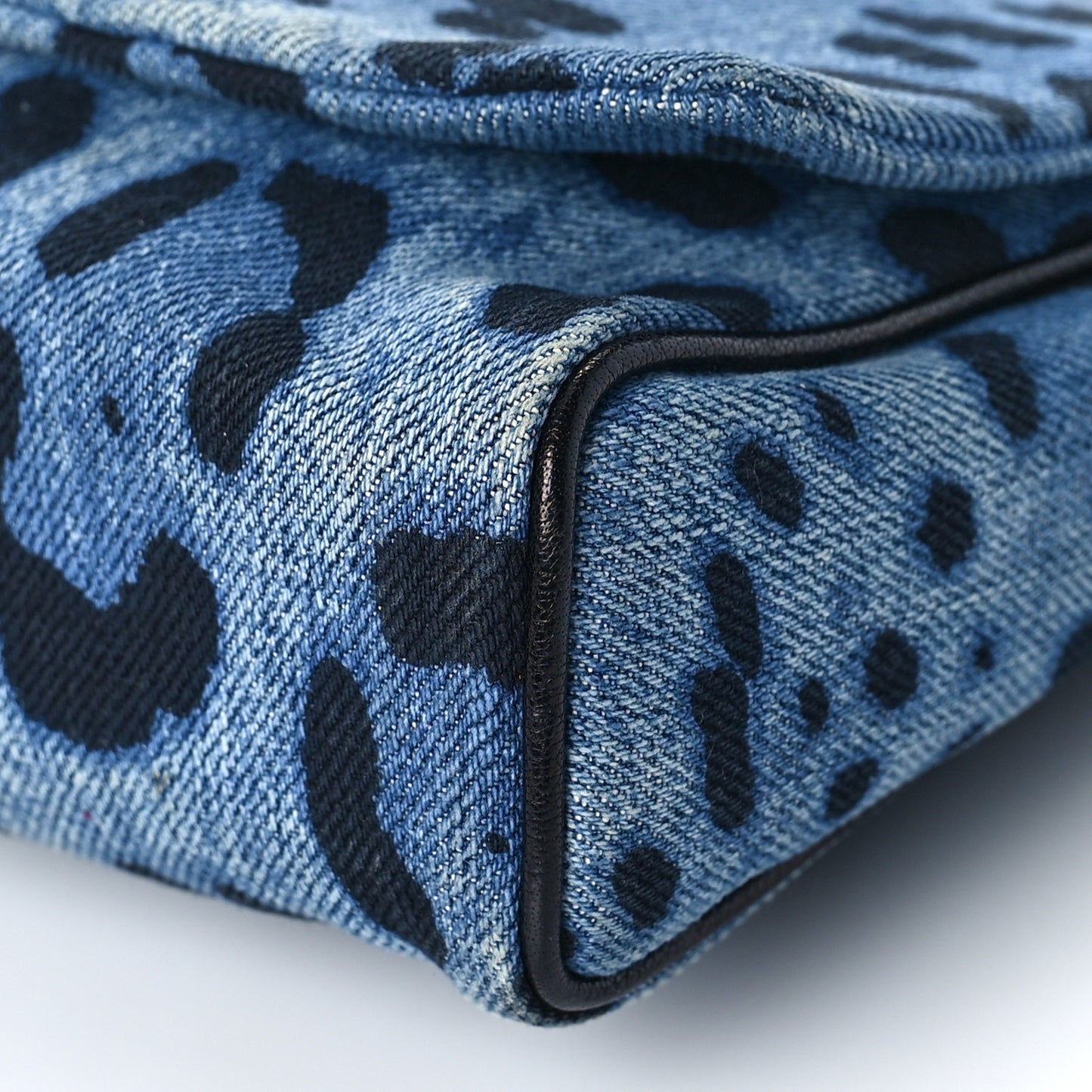 Denim Leopard Print Miss Martini Shoulder Bag Blue