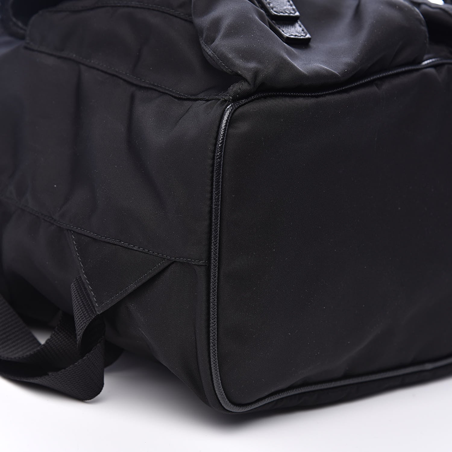 Prada Tessuto Nylon Saffiano Fur Backpack Black 9 of 12