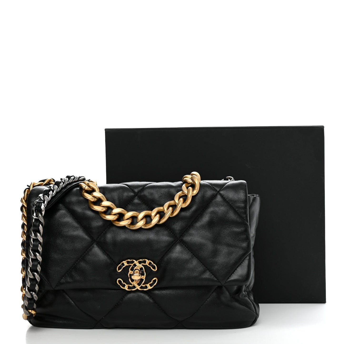 Lambskin Quilted Large Chanel 19 Flap Black