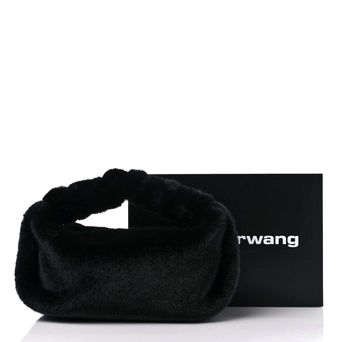 Faux Fur Small Scrunchie Bag Black