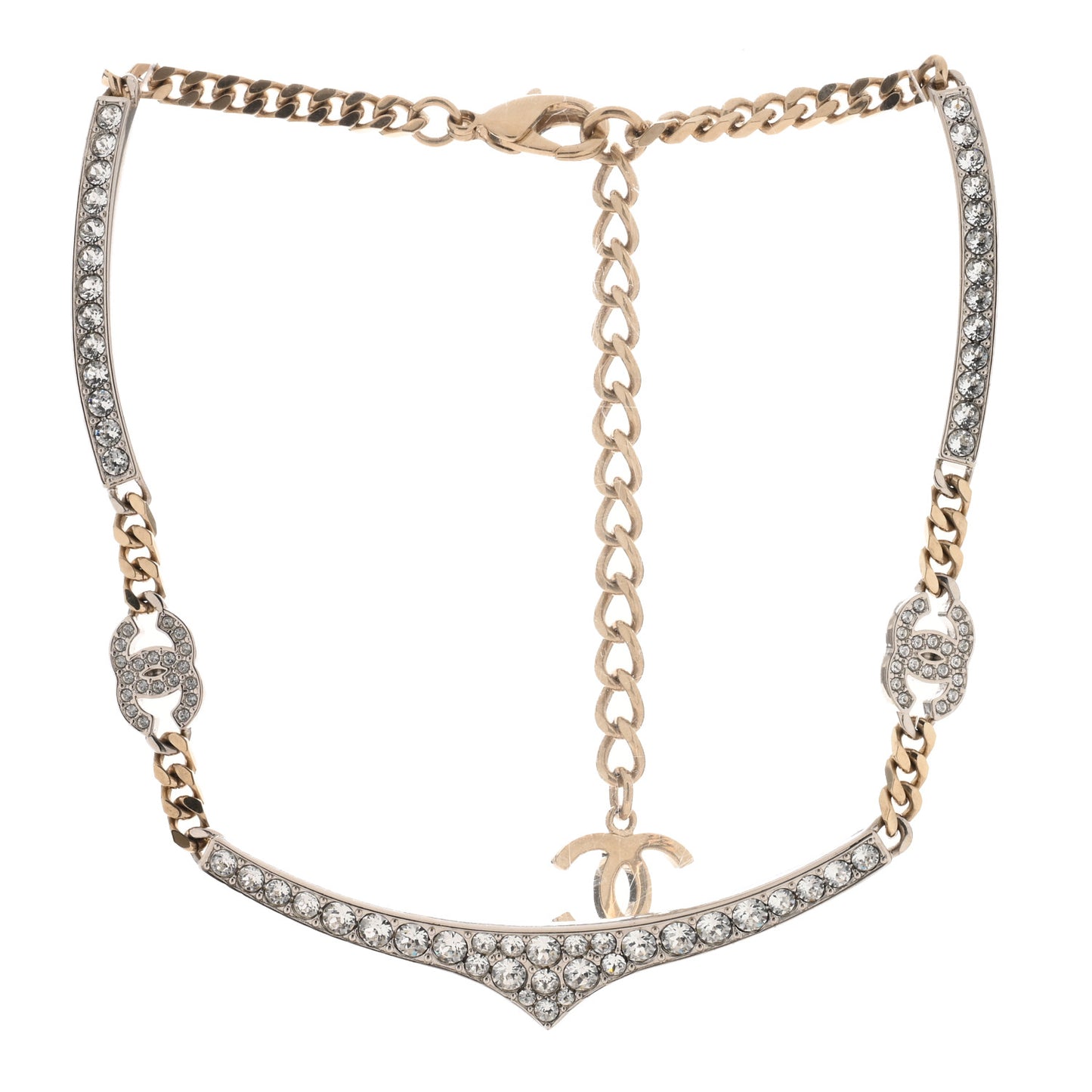 Crystal CC Collar Necklace Gold