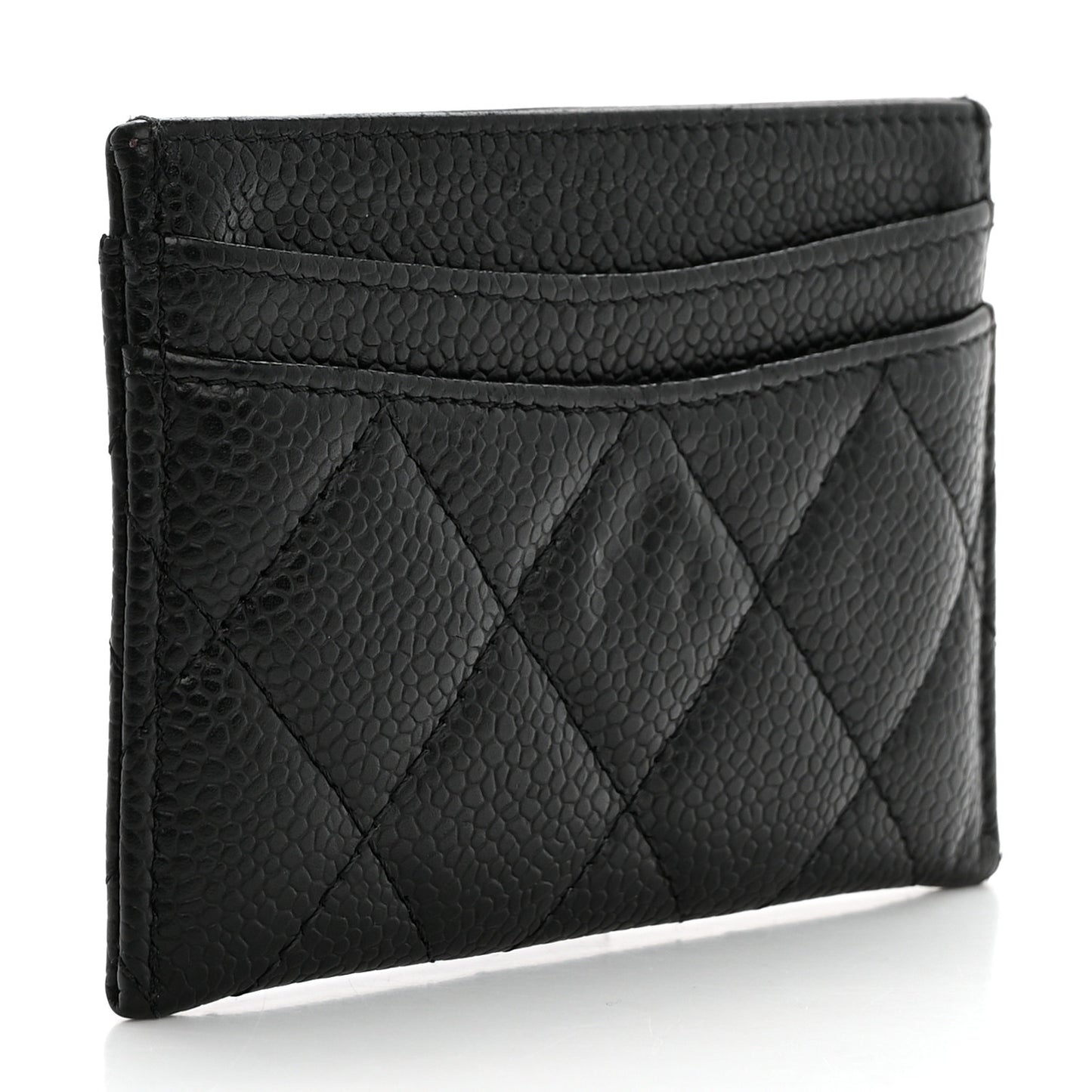 Caviar Quilted Card Holder Black