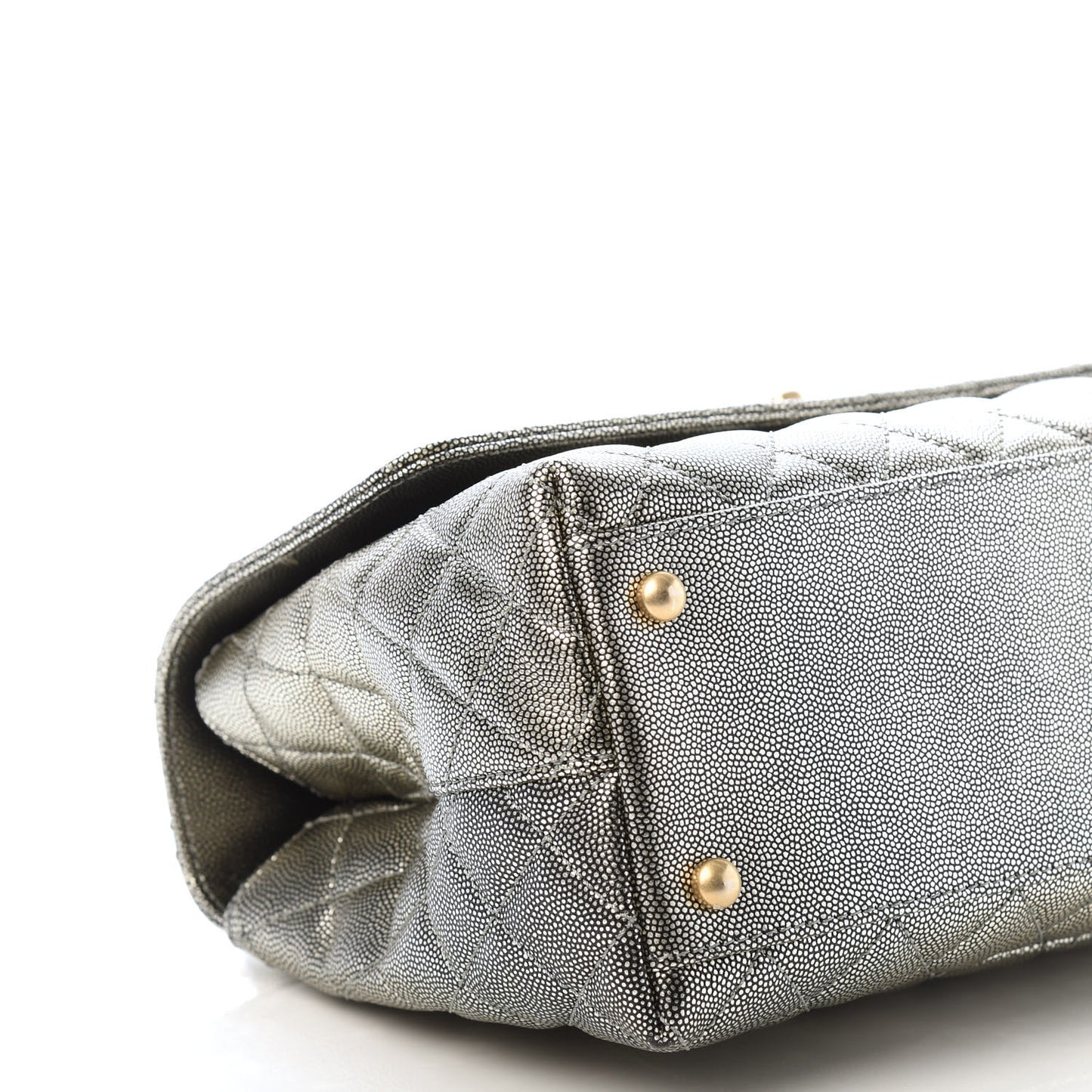 Metallic Caviar Quilted Small Coco Handle Flap Silver