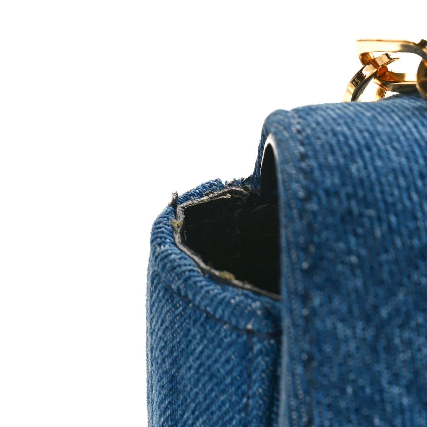 Denim T-Clasp Shoulder Bag Blue