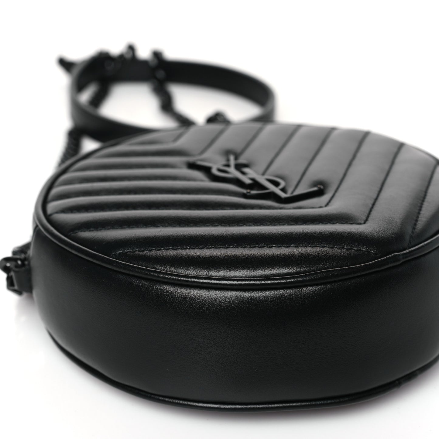 Calfskin Matelasse Chevron Round Vinyle Camera Bag Black