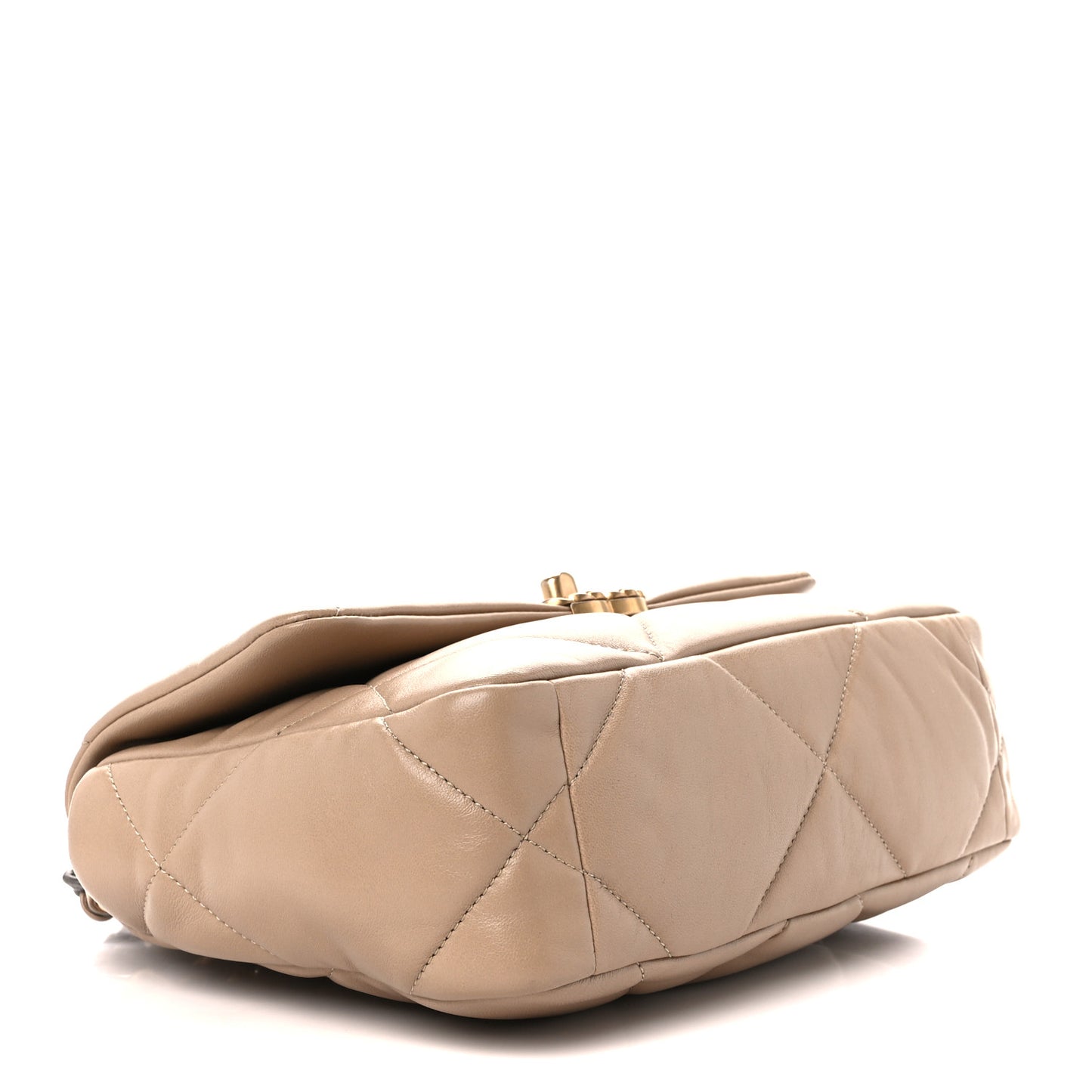 Lambskin Quilted Medium Chanel 19 Flap Dark Beige
