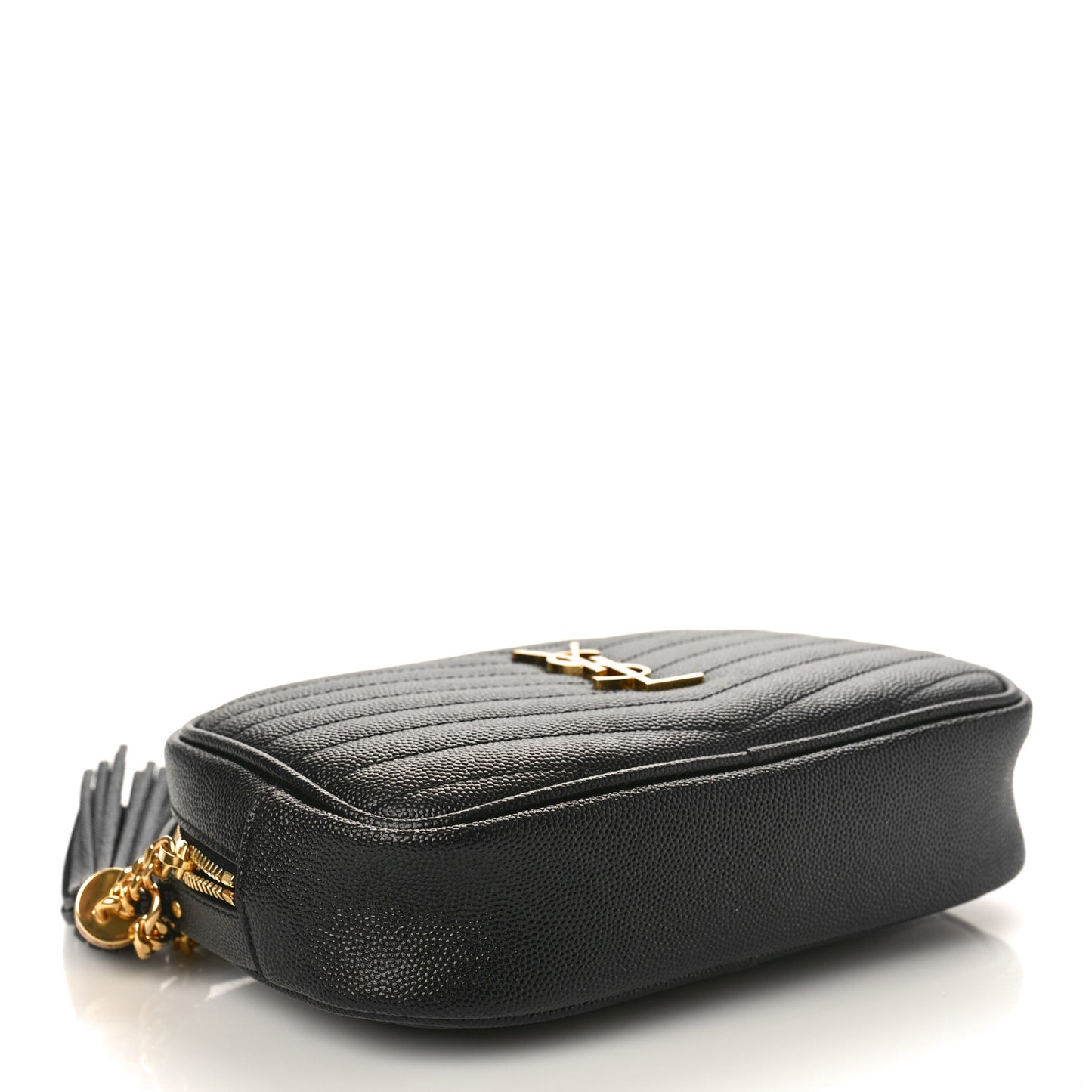 SAINT LAURENT Grain De Poudre Matelasse Monogram Mini Lou Camera Bag Black