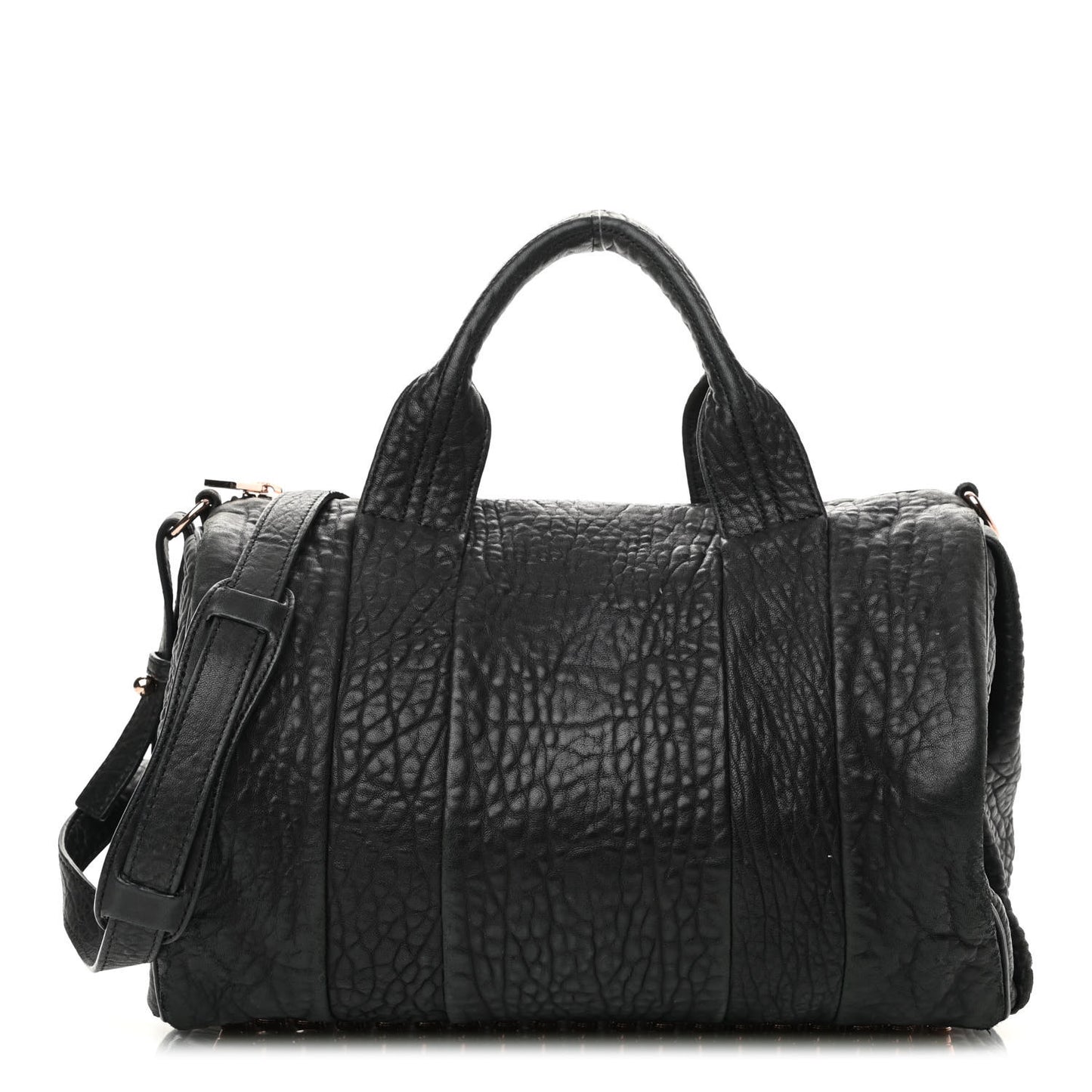 Pebbled Lambskin Rocco Black Rose Gold Hardware