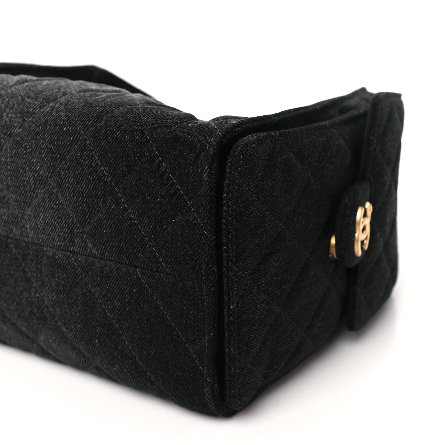 Denim Quilted Small Chanel 25 Handbag Black