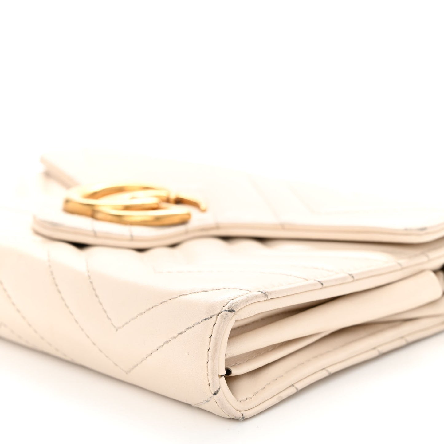 Calfskin Matelasse GG Marmont Chain Wallet Mystic White
