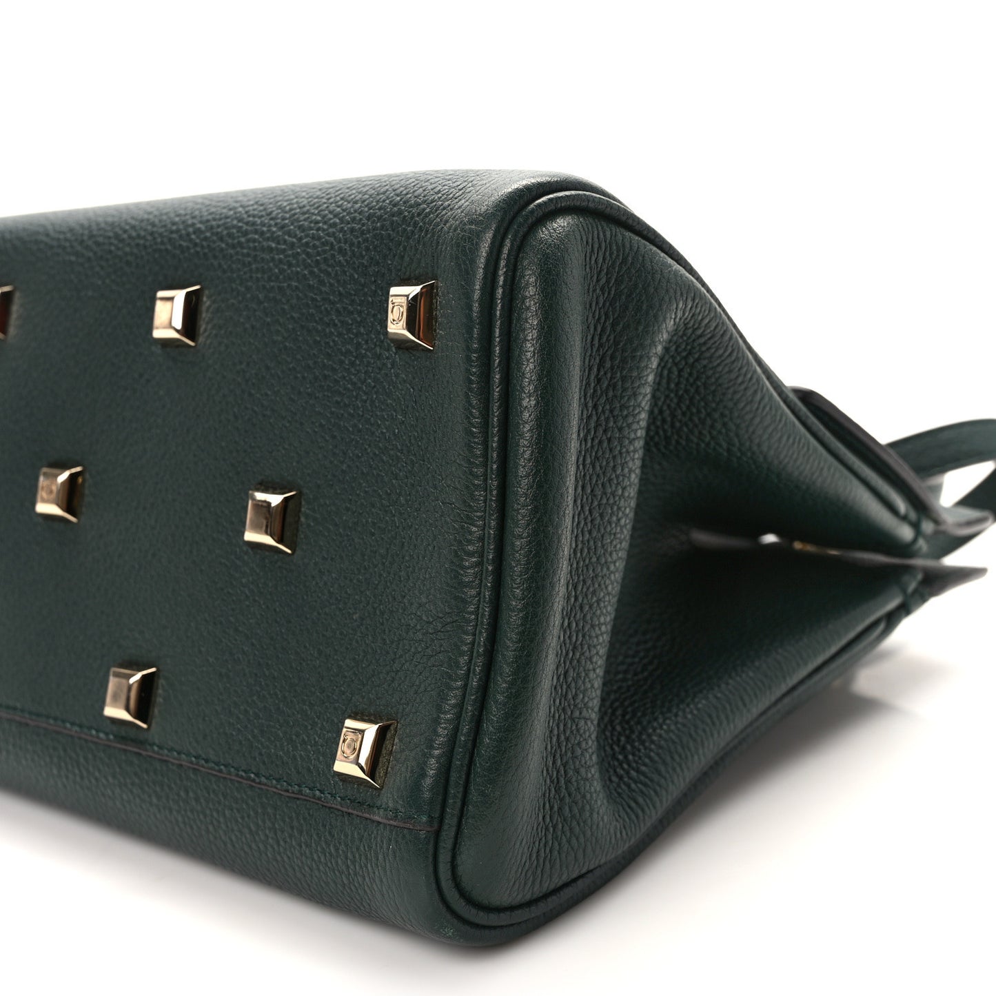 Hammered Calfskin Medium Studio Top Handle Bag Dark Green