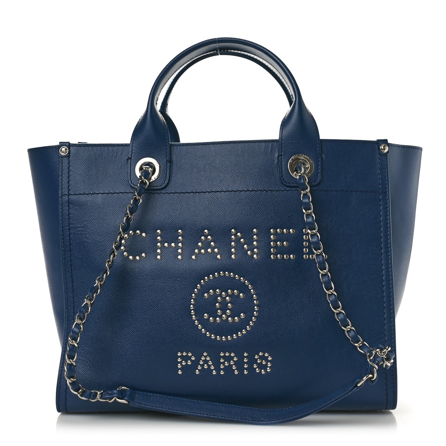 Caviar Small Studded Deauville Tote Navy