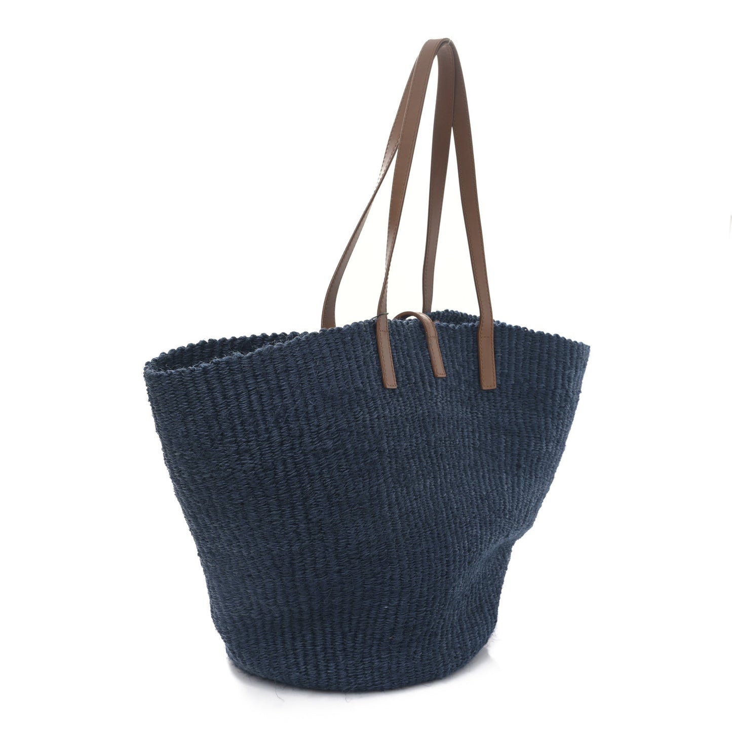Raffia Calfskin Medium Panier Tote Blue
