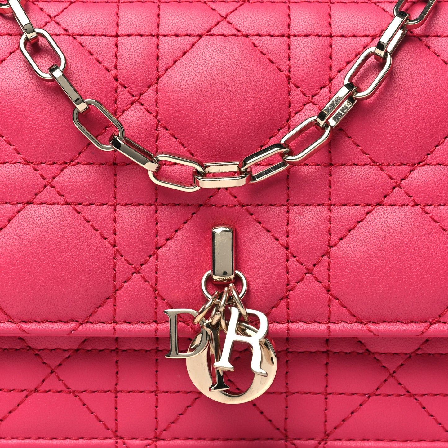Lambskin Cannage Mini My Dior Top Handle Clutch Dark Pink