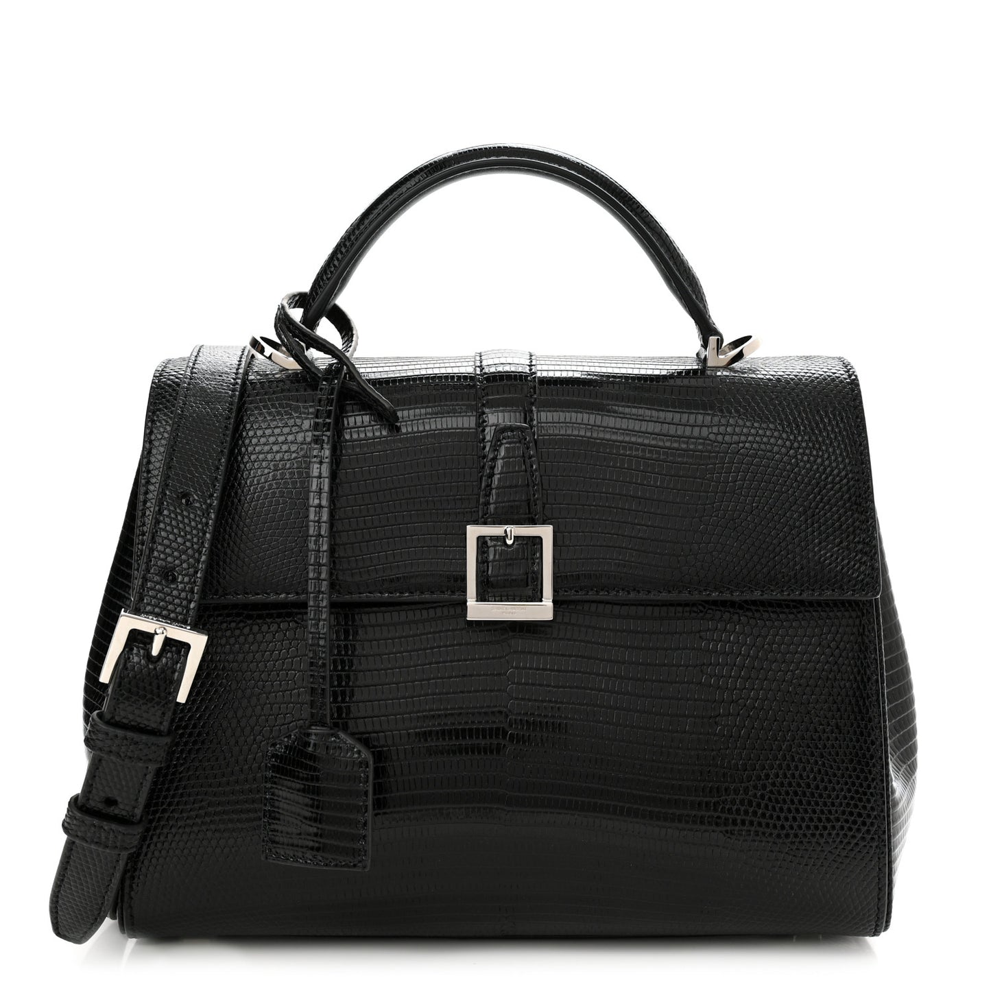 Lizard Le Fermoir Top Handle Bag Small Black