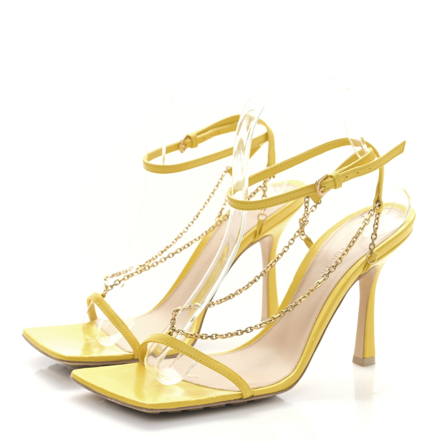 Bottega Veneta Lambskin Stretch Chain Strap 90mm Sandals 38 Buttercup 3 of 7