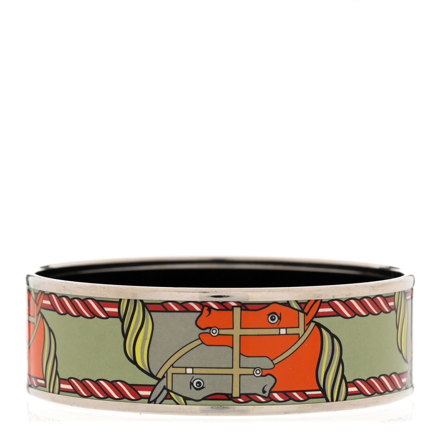 Hermes Enamel Printed Wide Quadrige Bracelet 70 1 of 5