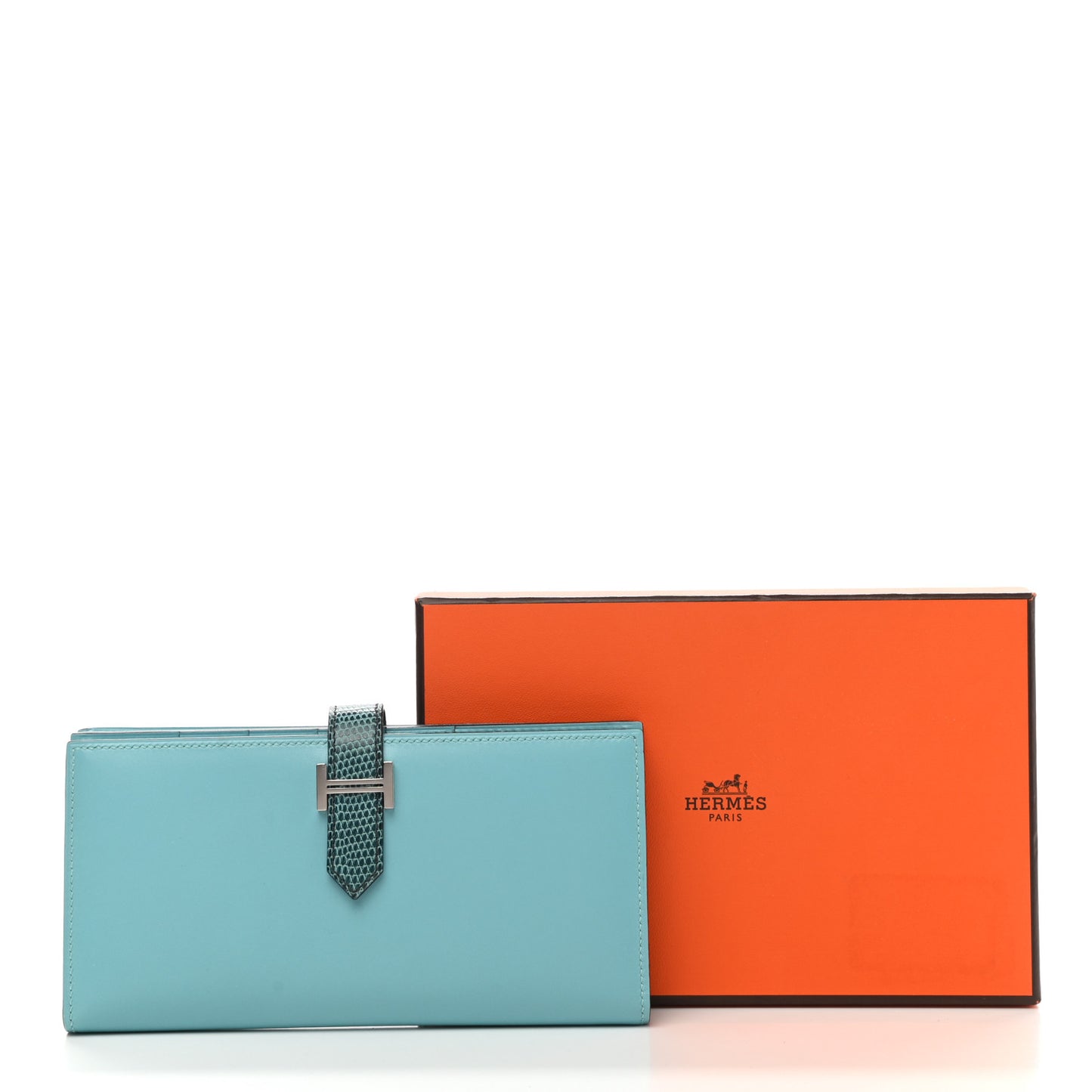 Tadelakt Lizard Bearn Gusset Wallet Bleu Atoll Bleu Petrole