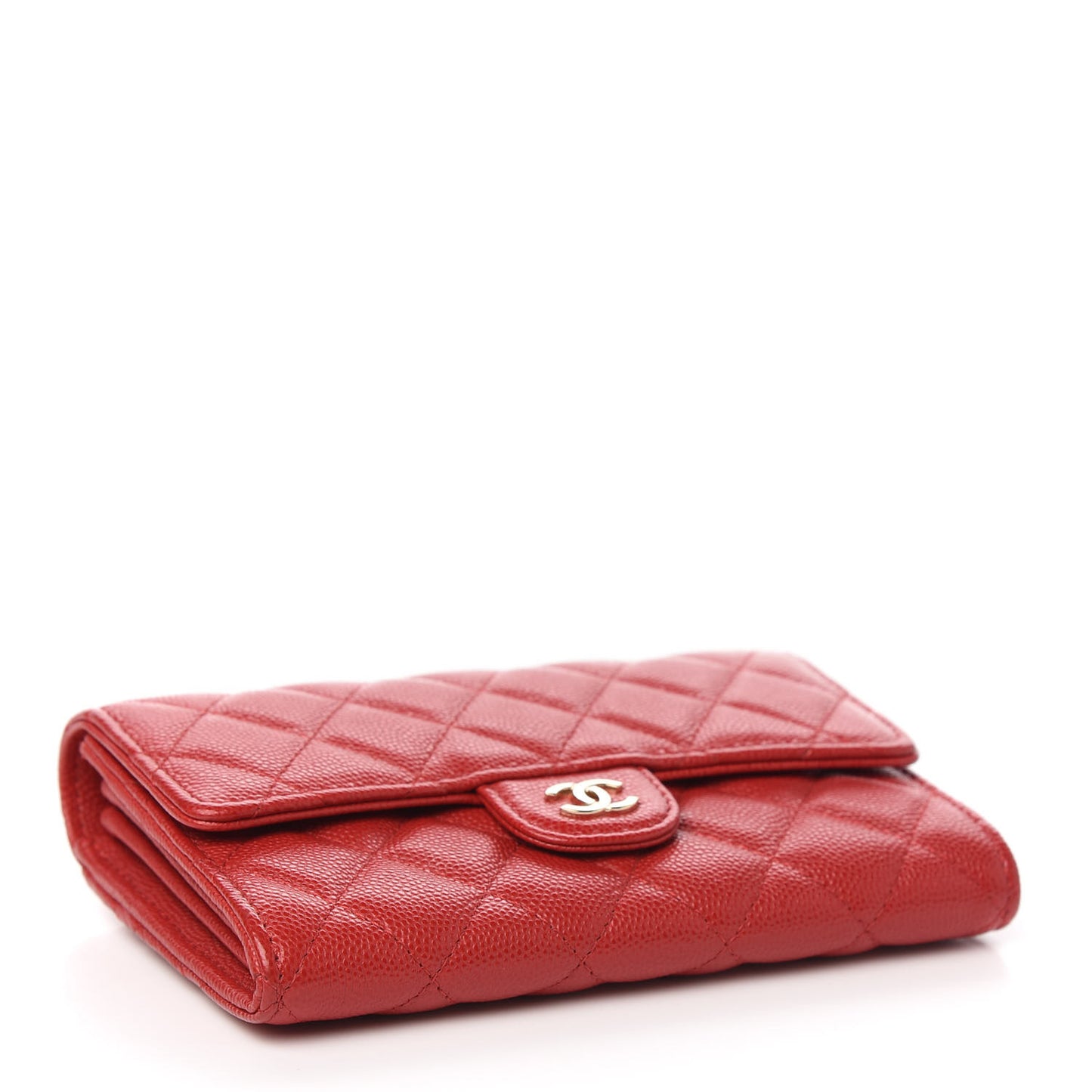 Caviar Quilted Medium Flap Wallet Red