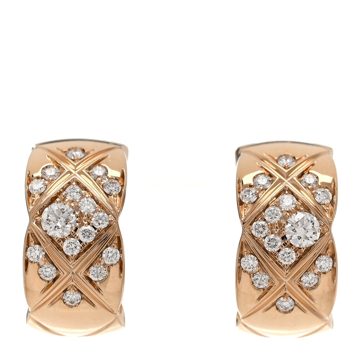 18K Beige Gold Diamond Coco Crush Hoop Earrings