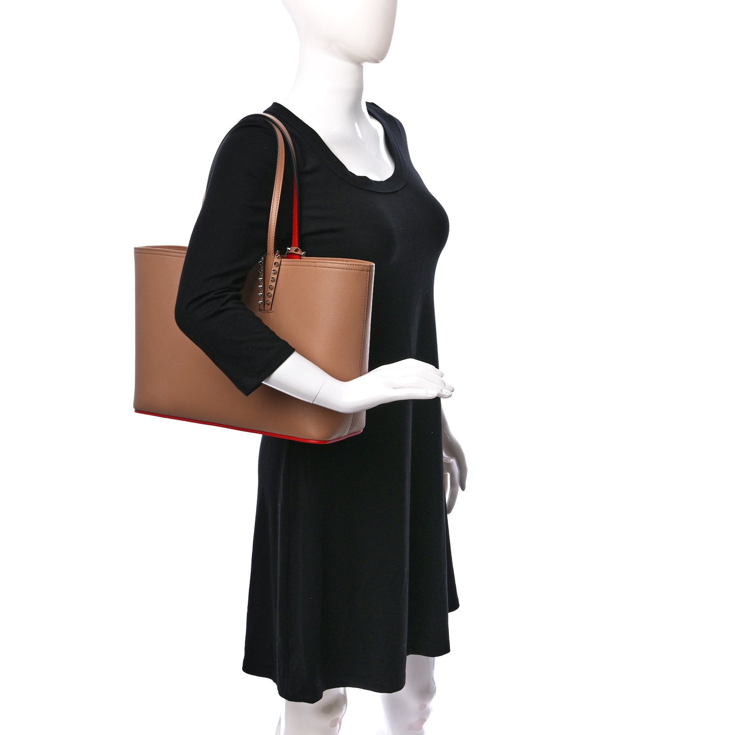 Calfskin Empire Spikes Small East West Cabata Tote Nude