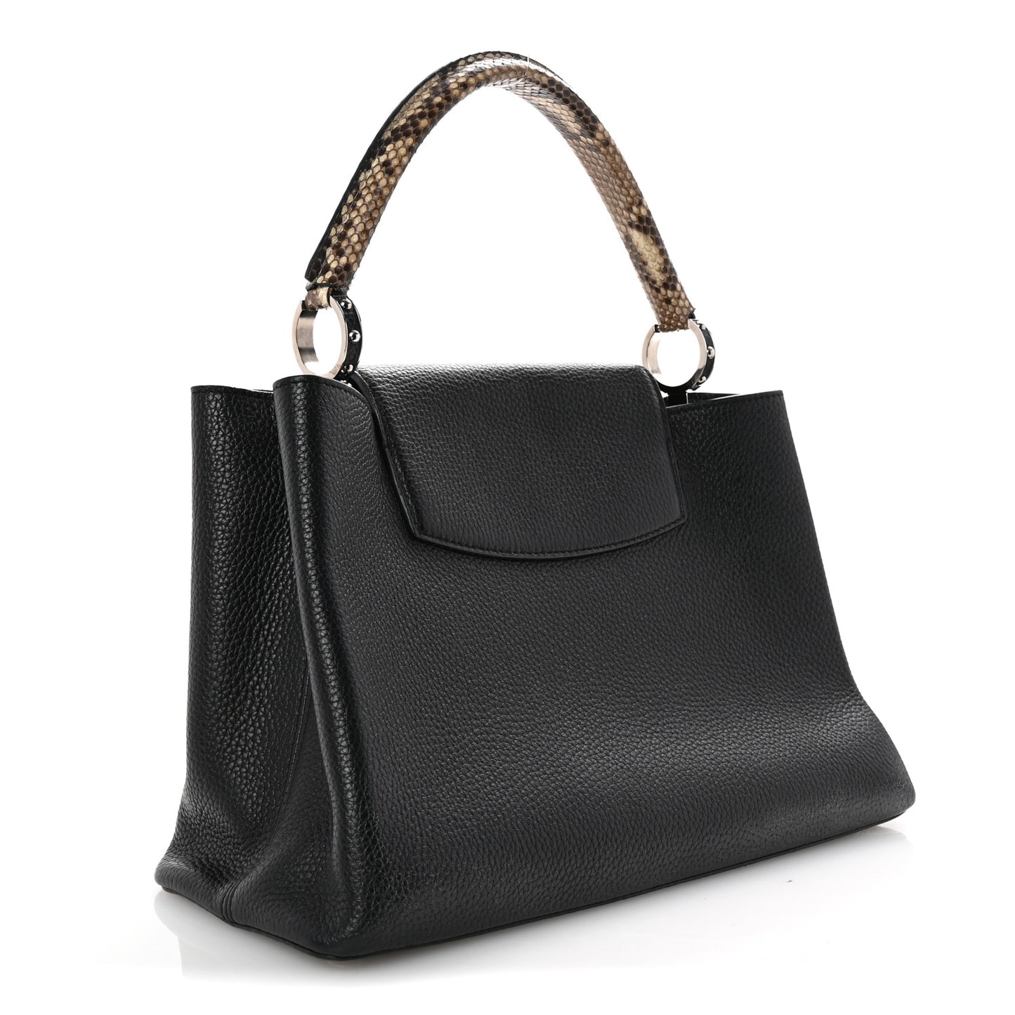 Taurillon Snakeskin Capucines MM Black