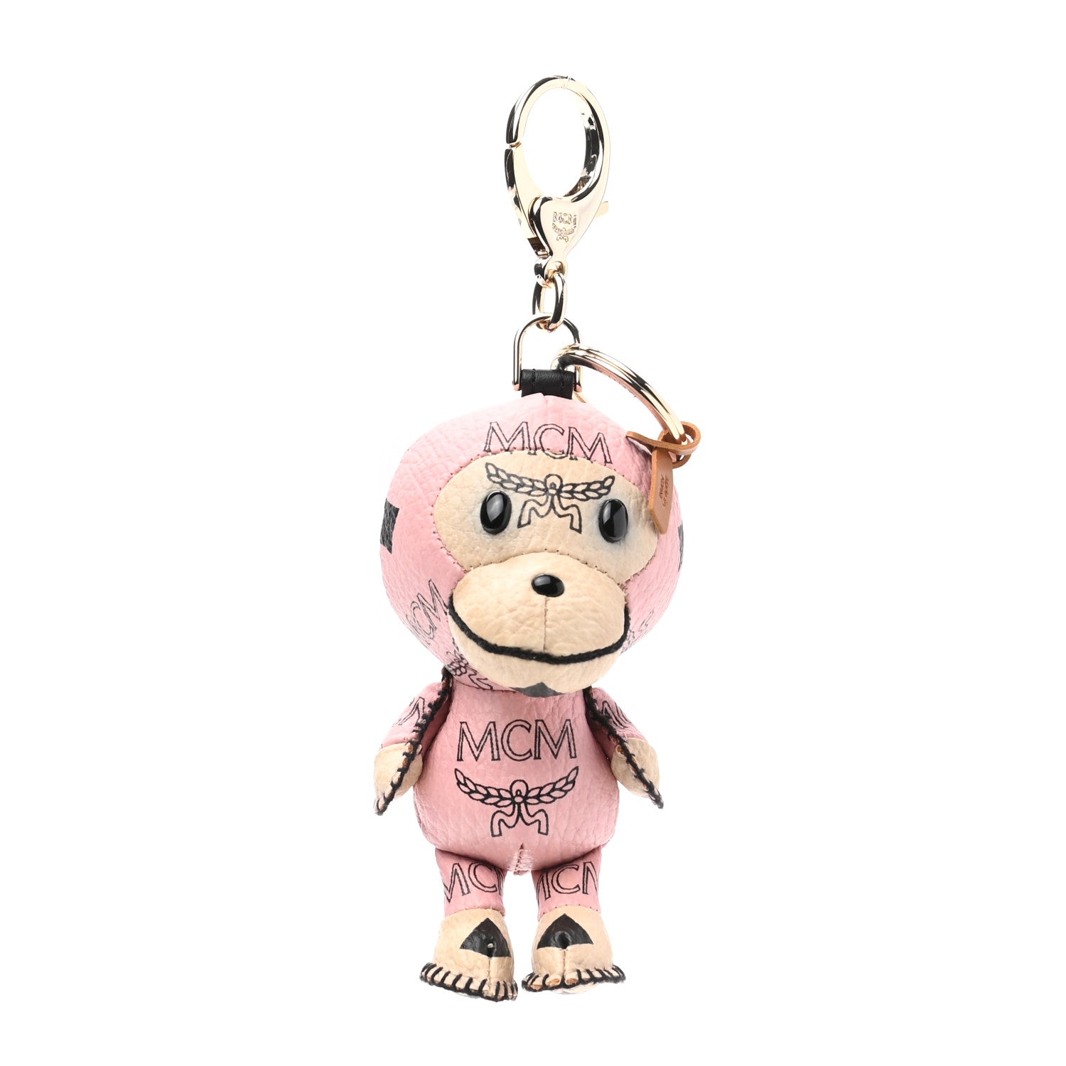 送料無料 MCM × BAPE® KEY CHAIN PINK MCM X BAPE Visetos Baby Milo Key Ring Bag Charm Pink 926323