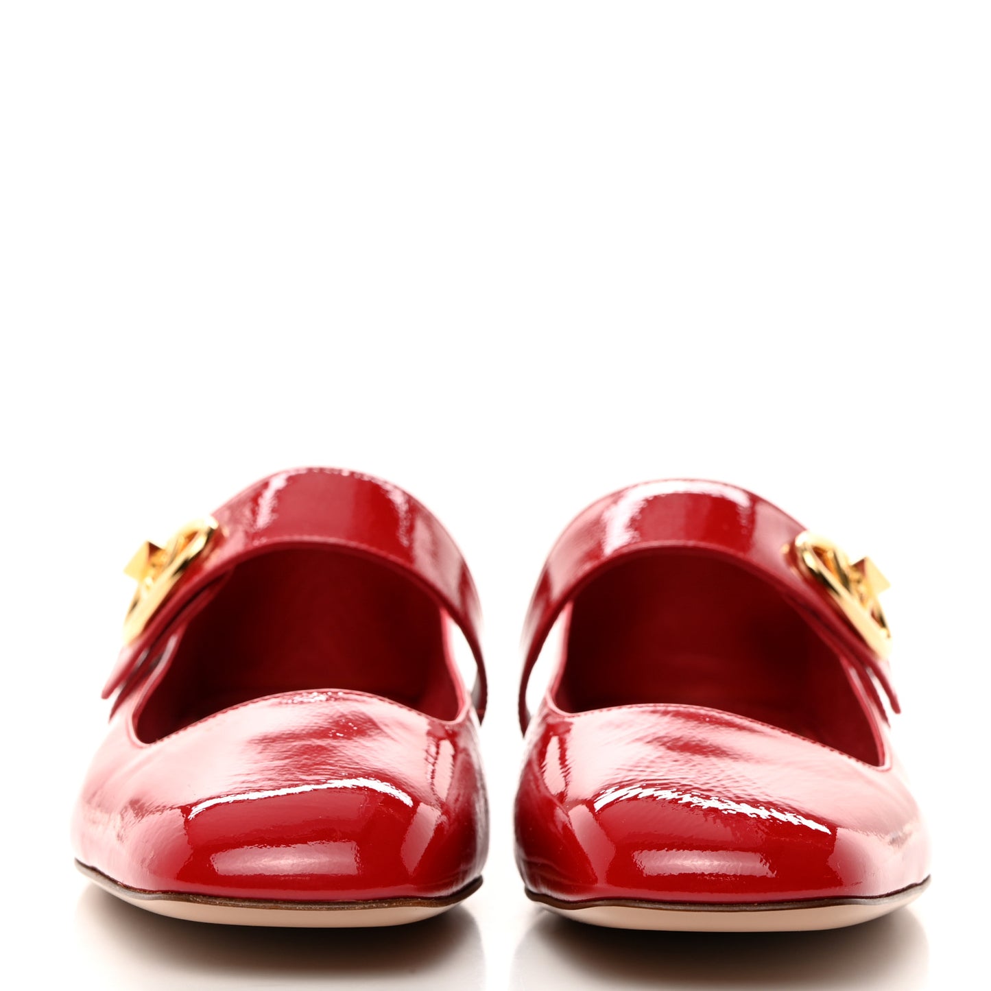 VALENTINO GARAVANI Naplack Nappa Vlogo Locker Mary Jane Collapsible Heel Ballerina Flats 40.5 Rosso Valentino