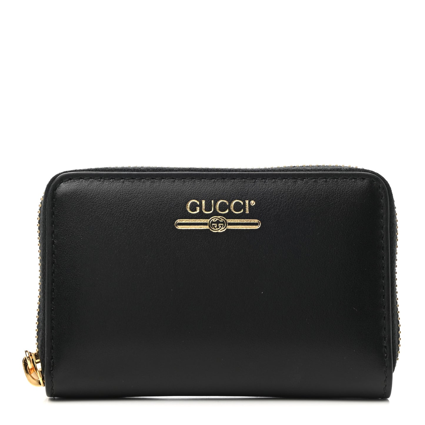 Plutone Calfskin Logo Zip Around Card Case Black