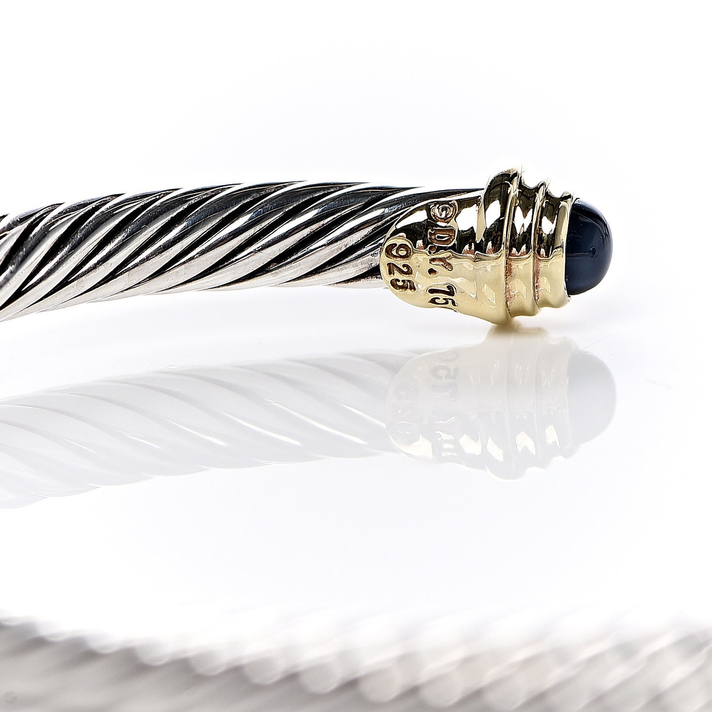 Sterling Silver 18K Yellow Gold Blue Sapphire 4mm Cable Kids Birthstone Bracelet
