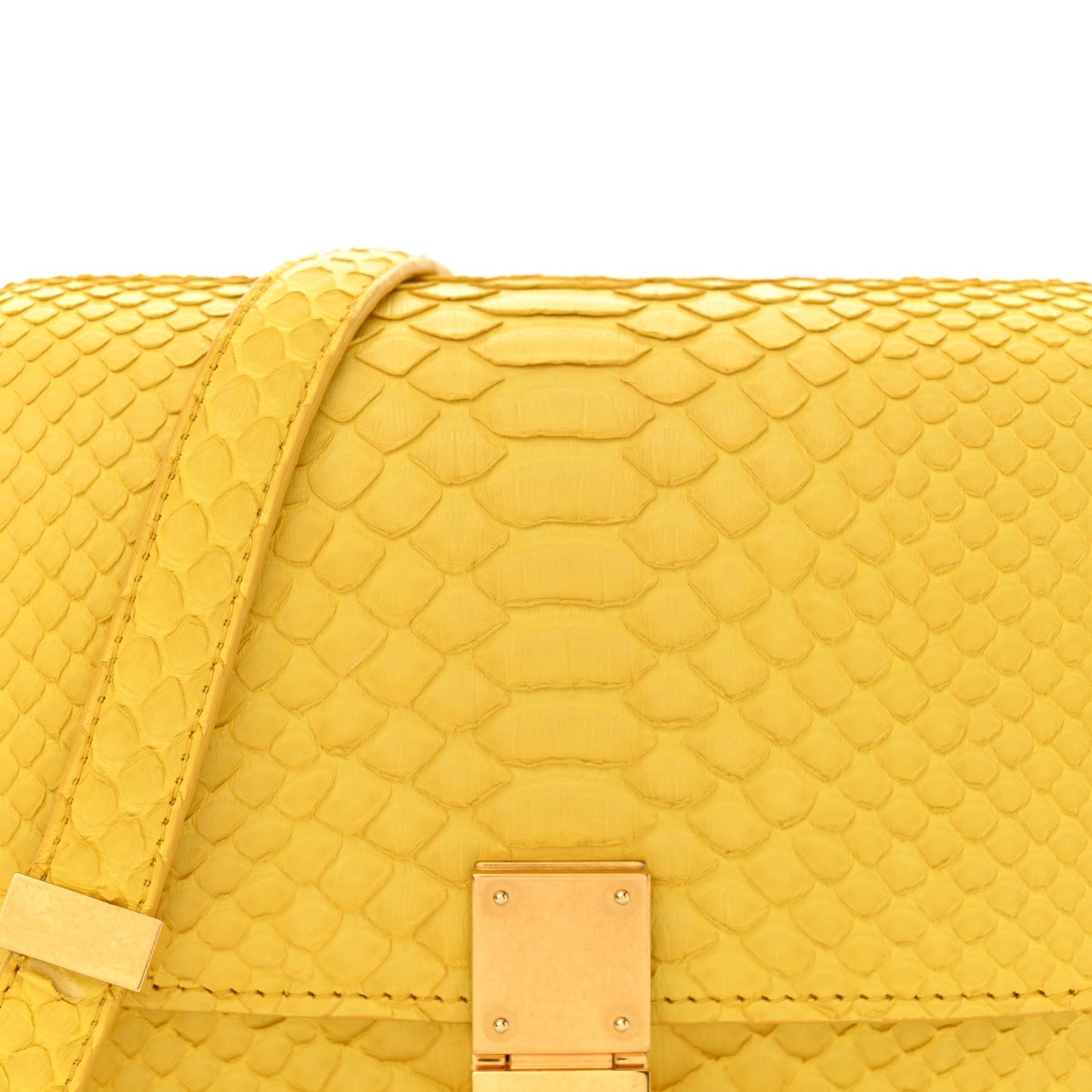 Snakeskin Small Classic Box Flap Bag Yellow