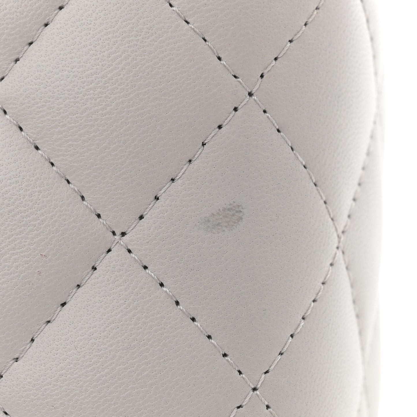Lambskin Quilted Top Handle Mini Vanity Case With Chain Grey