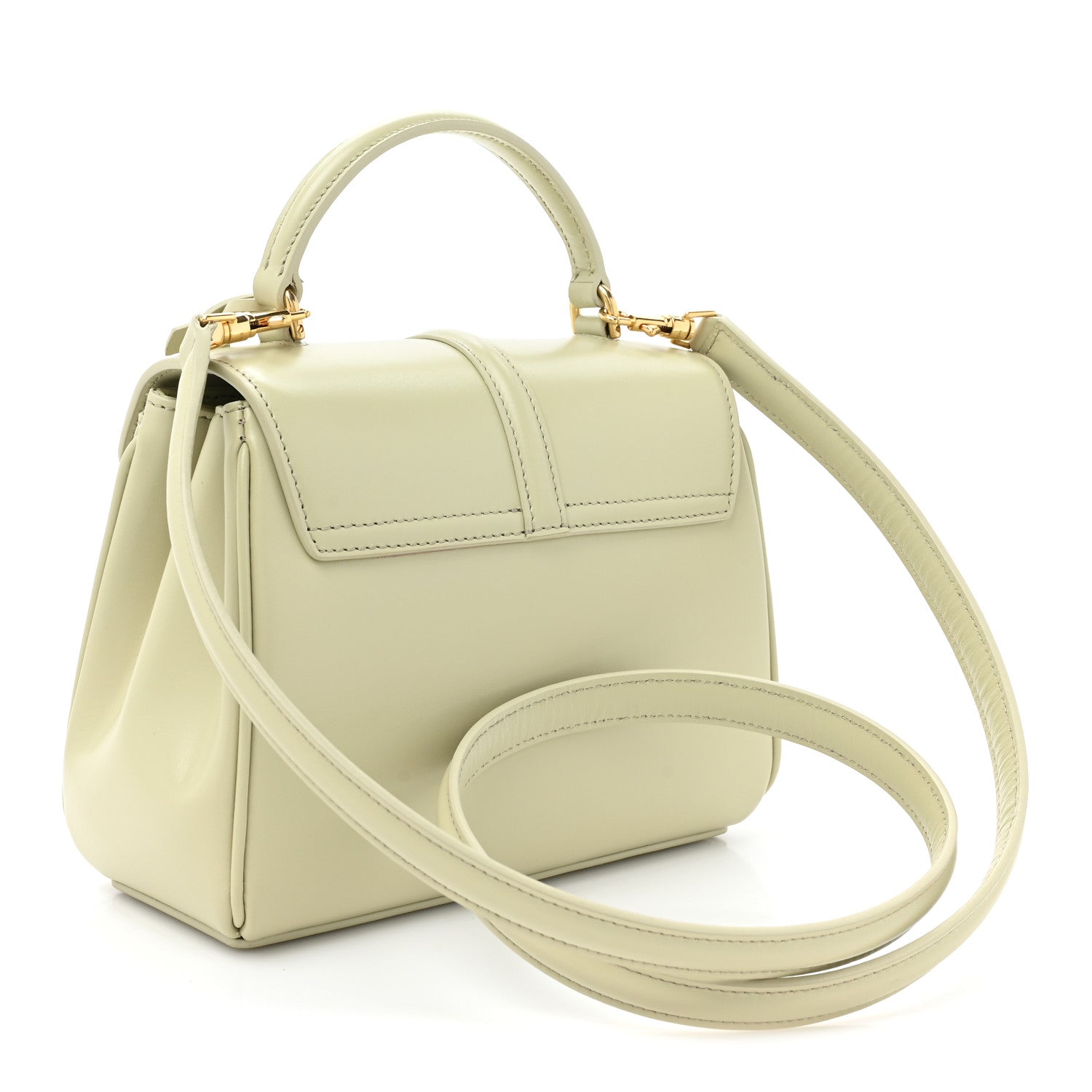 Celine Satinated Calfskin Mini 16 Top Handle Bag Almond Green 4 of 15