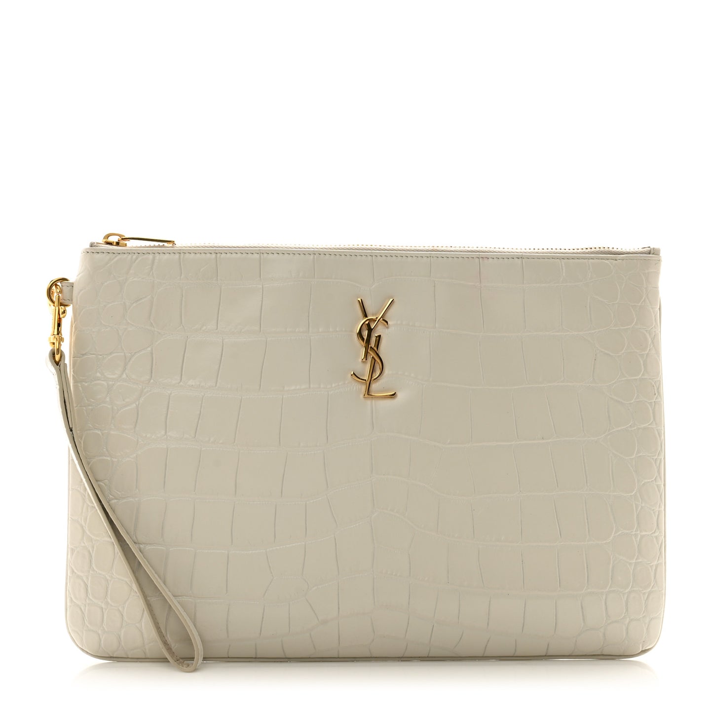 Calfskin Crocodile Embossed Tablet Pouch Crema Soft